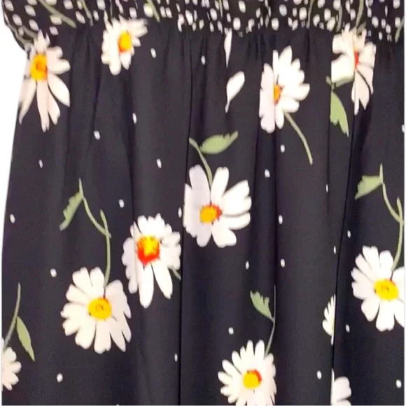 Le Lis Black White Daisy Floral Polka Dot Print Lined Maxi Dress NWT - Picture 15 of 15